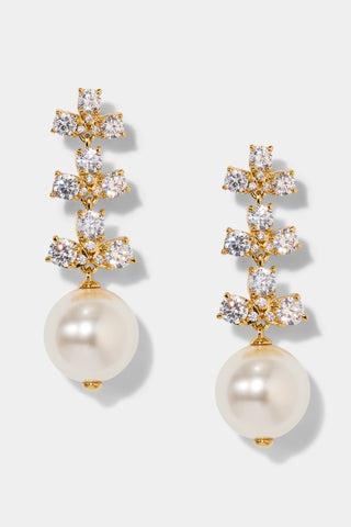 VENUS SHORT PEARL DROP EARRINGS IN GOLD PLATING