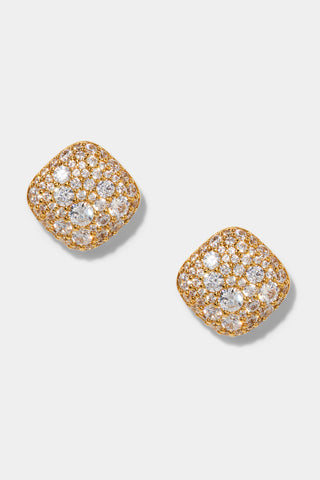 CRUSHED CUSHION STUD EARRINGS IN GOLD PLATING
