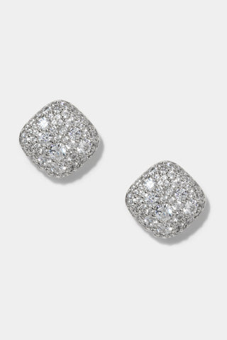 CRUSHED CUSHION STUD EARRINGS IN RHODIUM PLATING