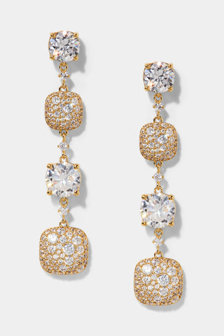 CRUSHED CUSHION LINEAR EARRINGS IN GOLD PLATING