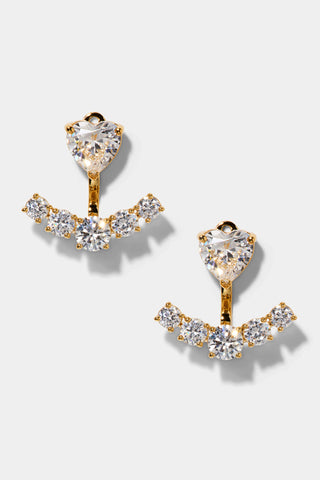 LE BISOU HEART JACKET EARRINGS IN GOLD PLATING