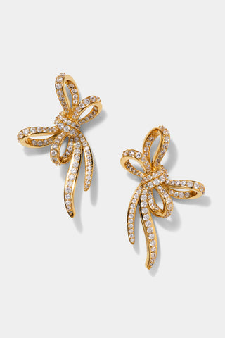LE BISOU PAVE BOW STUD EARRINGS IN GOLD PLATING