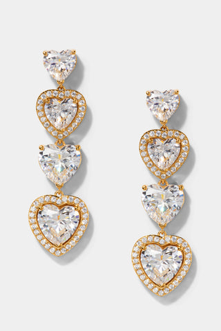 LE BISOU HALO HEART LINEAR EARRINGS IN GOLD PLATING