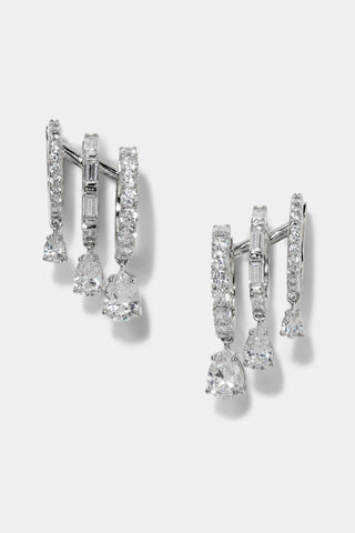 BONNE ANNÉE TRIPLE ILLUSION HOOPS IN RHODIUM PLATING