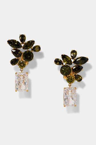 BONNE ANNÉE GREEN CLUSTER DROP EARRINGS IN GOLD PLATING