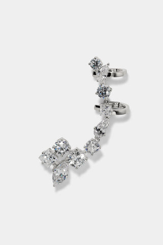 LUCIA SINGLE ADJUSTABLE CLIMBER EARRINGS IN RHODIUM PLATING
