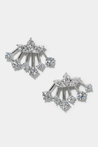 LUCIA FRONTBACK JACKET EARRINGS IN RHODIUM PLATING
