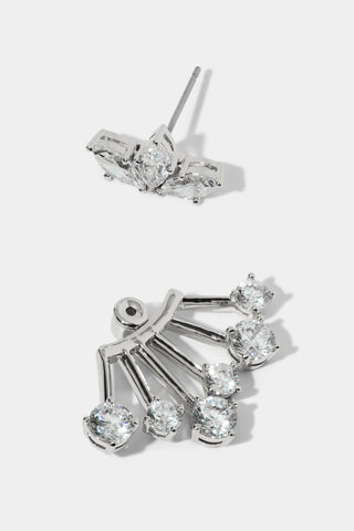 LUCIA FRONTBACK JACKET EARRINGS IN RHODIUM PLATING