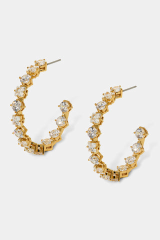 LUCIA PATTERN C HOOP EARRINGS IN GOLD PLATING