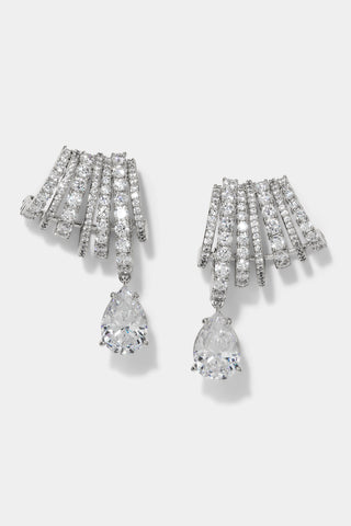 BONNE ANNÉE PEAR DROP EARRINGS IN RHODIUM PLATING