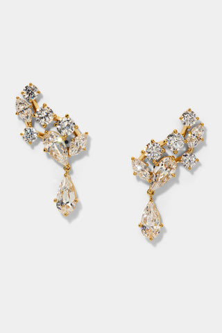 RIVIERA CLUSTER DROP EARRINGS IN GOLD PLATING