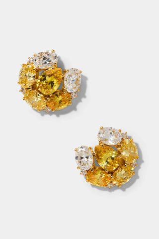 MOJITO YELLOW BUTTON STUD EARRINGS IN GOLD PLATING