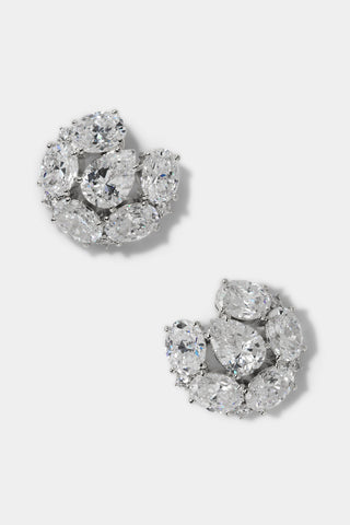 MOJITO BUTTON STUD EARRINGS IN RHODIUM PLATING