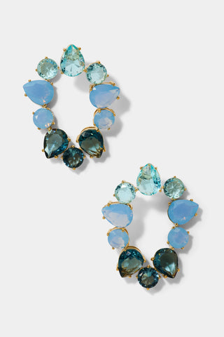 MOJITO BLUE FRONTBACK EARRINGS IN GOLD PLATING