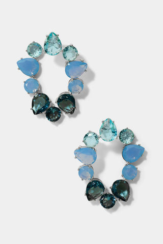 MOJITO BLUE FRONTBACK EARRINGS IN RHODIUM PLATING