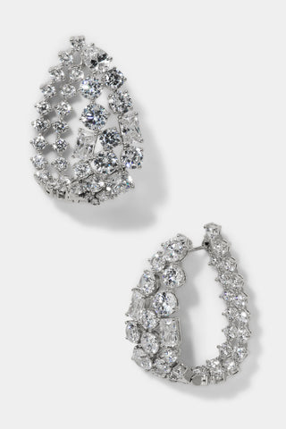 MOJITO HINGED HOOP EARRINGS IN RHODIUM PLATING