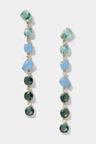 MOJITO BLUE LINEAR EARRINGS IN GOLD PLATING