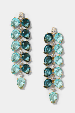 MOJITO BLUE DOUBLE LINEAR EARRINGS IN GOLD PLATING
