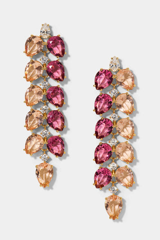 MOJITO PINK DOUBLE LINEAR EARRINGS IN GOLD PLATING