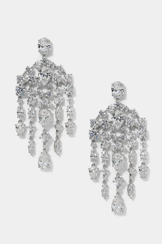 MOJITO LARGE CHANDELIER EARRINGS IN RHODIUM PLATING