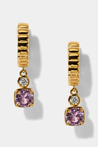 DELANCEY PINK SMALL CHARM HOOP EARRINGS IN GOLD PLATING
