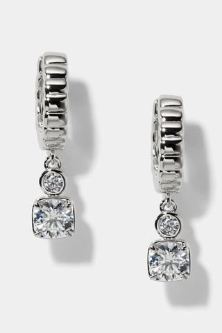 DELANCEY SMALL CHARM HOOP EARRINGS IN RHODIUM PLATING