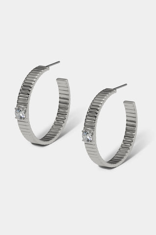 DELANCEY LARGE C HOOP EARRINGS IN RHODIUM PLATING