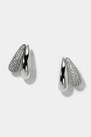 GEMINI DOUBLE ILLUSION HOOP EARRINGS IN RHODIUM PLATING