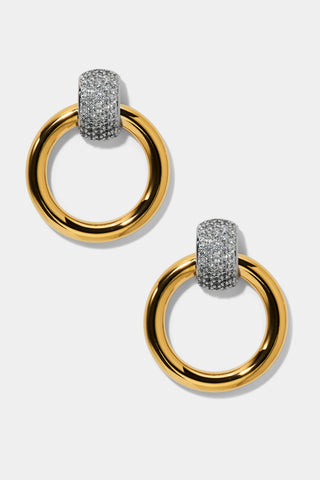 GEMINI DOOR KNOCKER EARRINGS IN A TWO TONE FINISH 