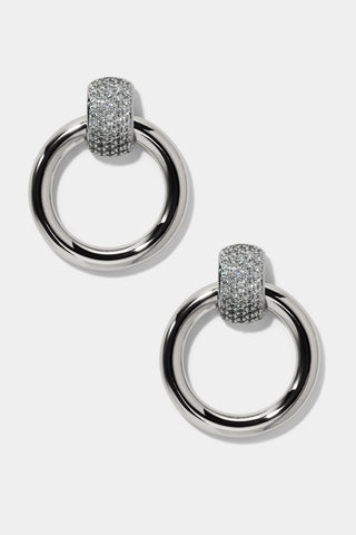 GEMINI DOOR KNOCKER EARRINGS IN RHODIUM PLATING