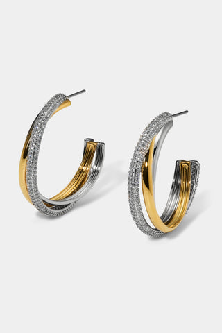 GEMINI TWO TONE C HOOP EARRINGS IN A TWO TONE FINISH