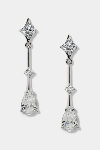HERA DROP EARRINGS IN RHODIUM PLATING
