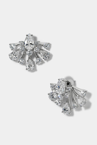 HERA FRONTBACK EARRINGS IN RHODIUM PLATING