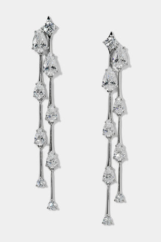 HERA DOUBLE LINEAR EARRINGS IN RHODIUM PLATING