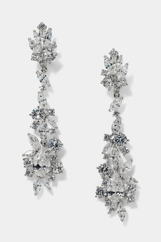 CANNES HOOP DROP EARRINGS IN RHODIUM PLATING