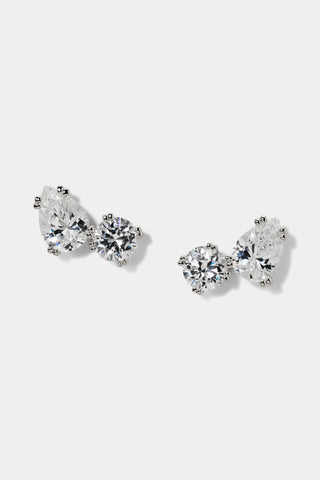 TWINNIE TOI MOI STUD EARRINGS IN RHODIUM PLATING