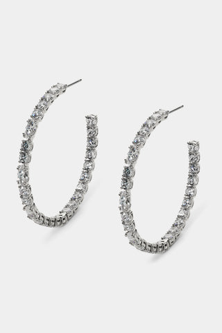 TWINNIE C HOOP EARRINGS IN RHODIUM PLATING