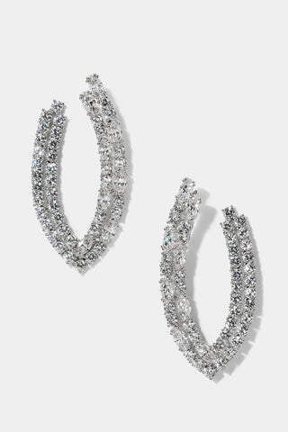 TWINNIE FRONTBACK PATTERN HOOP EARRINGS IN RHODIUM PLATING
