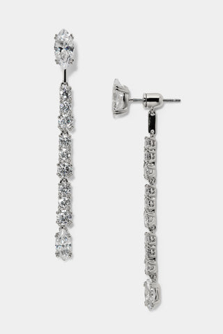 TWINNIE FRONTBACK SHORT DROP EARRINGS IN RHODIUM PLATING