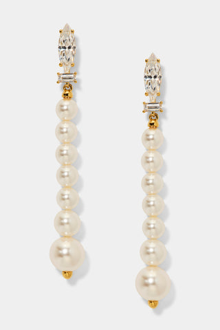 UNDER THE SEA PEARL LONG LINEAR EARRINGS IN GOLD PLATING