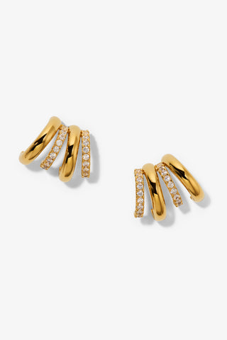 MUSE MULTI J STUD EARRINGS IN GOLD PLATING