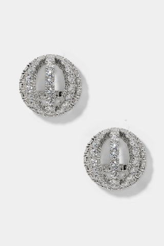MUSE SPHERE BUTTON EARRINGS IN RHODIUM PLATING