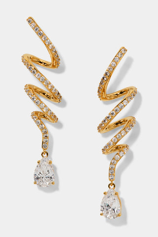 MUSE TWIRL LINEAR DROP EARRINGS IN GOLD PLATING