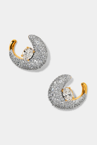 TURN UP THE VOLUME FRONTBACK EARRINGS IN GOLD AND RHODIUM PLATING