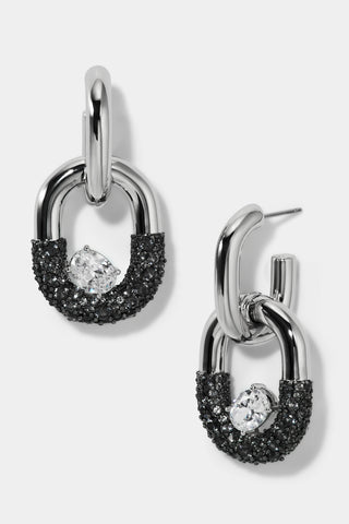 TURN UP THE VOLUME DOORKNOCKER EARRINGS IN BLACK AND RHODIUM PLATING