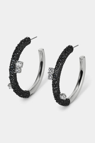 TURN UP THE VOLUME LARGE HOOP EARRINGS IN BLACK AND RHODIUM PLATING