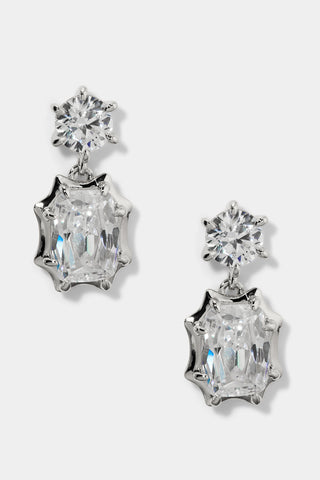 SUPERNOVA SMALL DROP EARRINGS IN RHODIUM PLATING