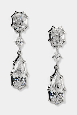 SUPERNOVA LARGE DROP EARRINGS IN RHODIUM PLATING