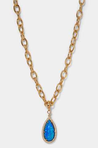 BLUE LAGOON LARGE PENDANT NECKLACE IN GOLD PLATING