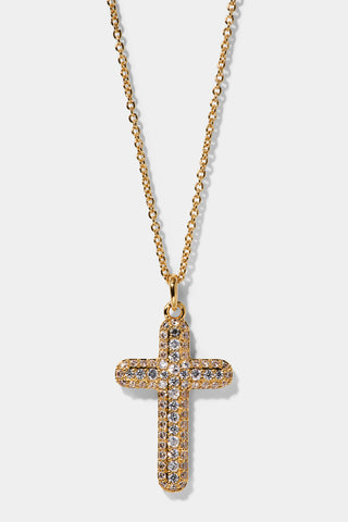 CRUSHED CROSS PENDANT NECKLACE IN GOLD PLATING